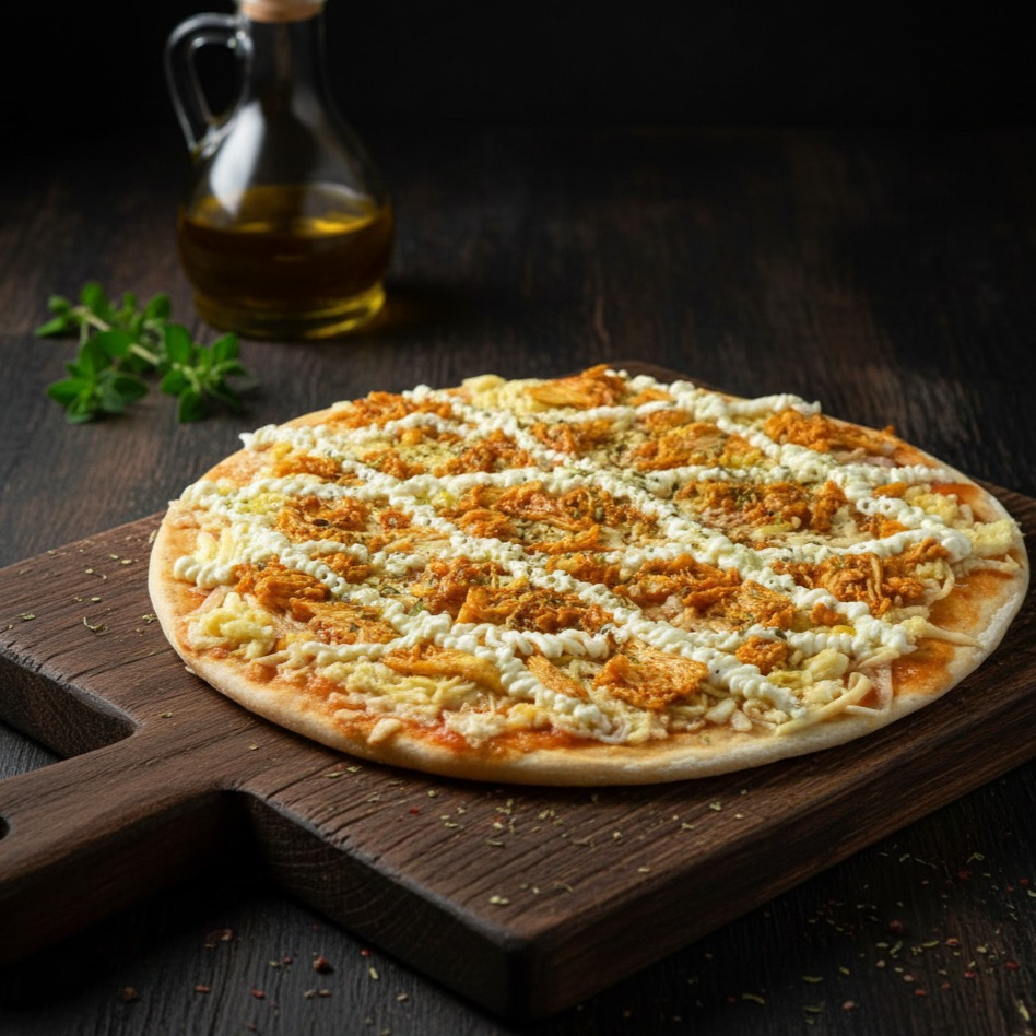 Pizza romana sabor Frango de Panela artesanal Benn