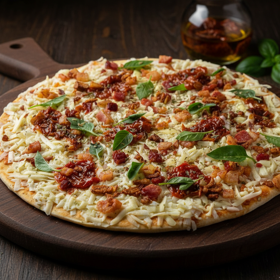 Pizza romana Bacon Tomate Seco artesanal Benn