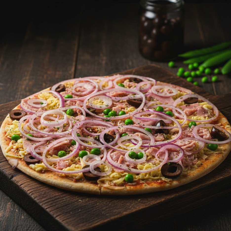 Pizza romana sabor Portuguesa artesanal Benn